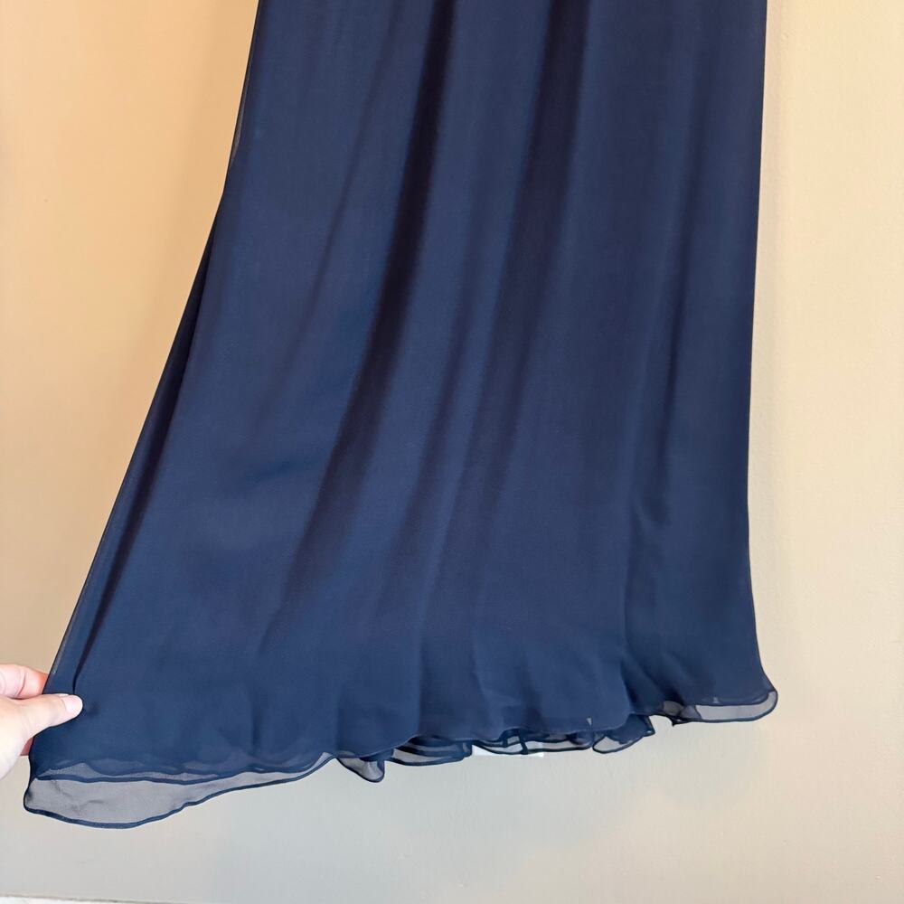 OSCAR DE LA RENTA Designer Midnight Blue Formal Gown & Shawl Set - Size 4 - Picture 12 of 15